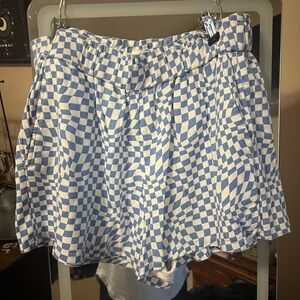 Hollister Blue and White High Waist Shorts